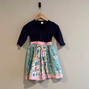 Charming Kids Dress with Navy and Multicolor Design